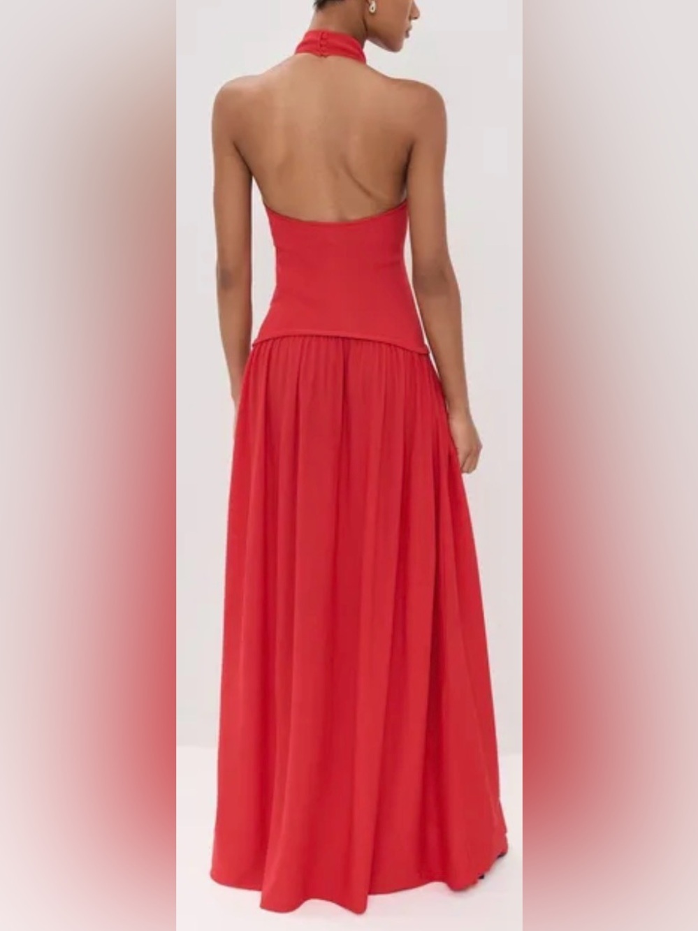 NEW SOLID & STRIPED apple red Halter Soglio knit maxi dress Sz S - Picture 4 of 11
